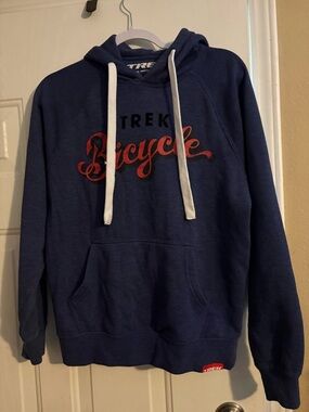 Trek Navy Hoodie with Red Bicycle Script